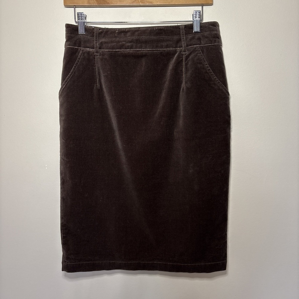 Boden Flat Velvet Straight Pencil Skirt Chocolate Brown 10‎ Long